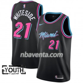 Camiseta Niños Miami Heat Hassan Whiteside 21 2018-19 Nike City Edition Negro Swingman